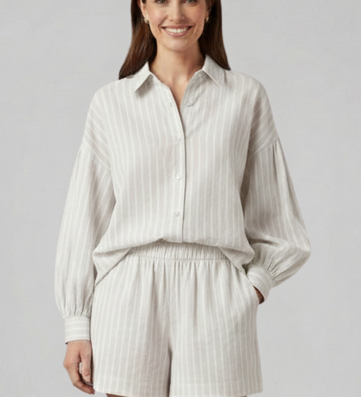 Damen Zweiteiliges Set mit Knopfleiste und Shorts