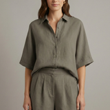 Damen Zwei-Teiler Set mit Kragenhemd und Shorts