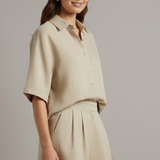 Damen Zweiteiliges Set mit Kragenhemd und Shorts