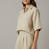 Damen Zweiteiliges Set mit Kragenhemd und Shorts