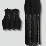 Damen Zweiteiliges Set mit Crop Top und Rock mit Seitenschlitz