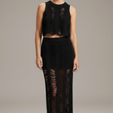 Damen Zweiteiliges Set mit Crop Top und Rock mit seitlichem Schlitz