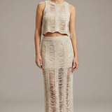 Damen Zweiteiliges Set mit Crop Top und Rock mit Seitenschlitz