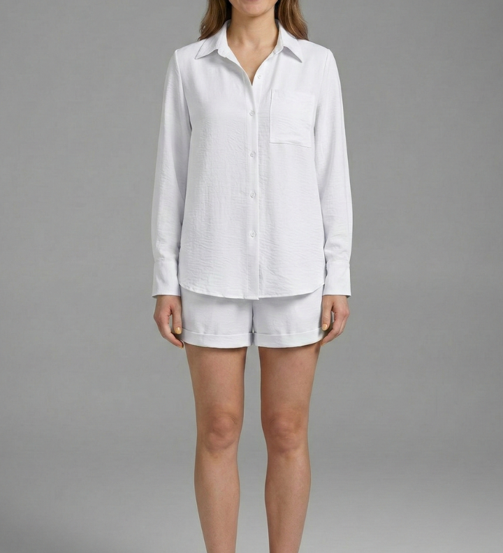 Damen Zweiteiliges Set mit Langarmhemd und Shorts