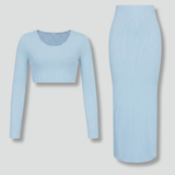 Damen Zweiteiliges Set mit Langarmoberteil und Maxikleid