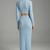 Damen Zweiteiliges Set mit Langarmoberteil und Maxikleid