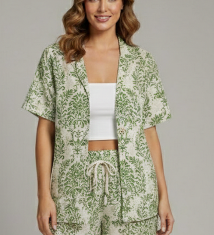 Damen Zweiteiliges Set mit Offenem Vorderteil und Shorts