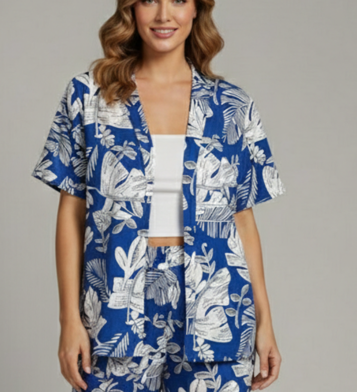 Damen Zweiteiliges Set mit Offenem Vorderteil und Shorts