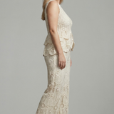 Damen Zweiteiliges Set mit Durchbrüchen und Asymmetrischem Design
