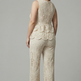 Damen Zweiteiliges Set mit Durchbrüchen und Asymmetrischem Design