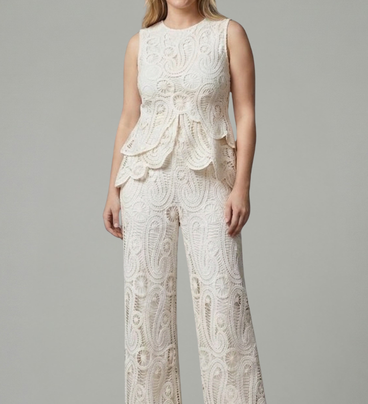 Damen Zweiteiliges Set mit Durchbrüchen und Asymmetrischem Design