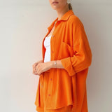 Damen Zweiteiler mit Übergröße Bluse und Musselin Shorts