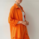 Damen Zweiteiler mit Übergröße Bluse und Musselin Shorts