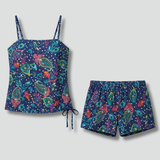 Damen Zweiteiliges Set mit Spaghetti-Trägern und Shorts mit Kordelzug