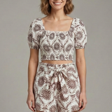 Damen Zweiteiliges Set mit Quadrat-Ausschnitt Top und Shorts