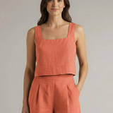 Damen Zweiteiliges Set mit Quadrat-Ausschnitt und Plissee-Shorts