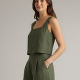 Damen Zweiteiliges Set mit Quadrat-Ausschnitt und Plissee-Shorts