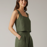 Damen Zweiteiliges Set mit Quadrat-Ausschnitt und Plissee-Shorts