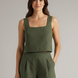 Damen Zweiteiliges Set mit Quadrat-Ausschnitt und Plissee-Shorts