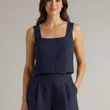 Damen Zweiteiliges Set mit Quadrat-Ausschnitt und Plissee-Shorts