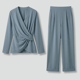 Damen Zweiteiliges Set mit Wickeloberteil und Cropped-Hosen