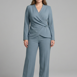 Damen Zweiteiliges Set mit Wickeloberteil und Cropped-Hosen