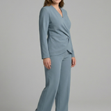 Damen Zweiteiliges Set mit Wickeloberteil und Cropped-Hosen