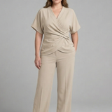 Damen Zweiteiliges Set mit Wickeloberteil und Cropped-Hosen