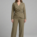 Damen Zweiteiliges Set mit Wickeloberteil und Cropped-Hosen