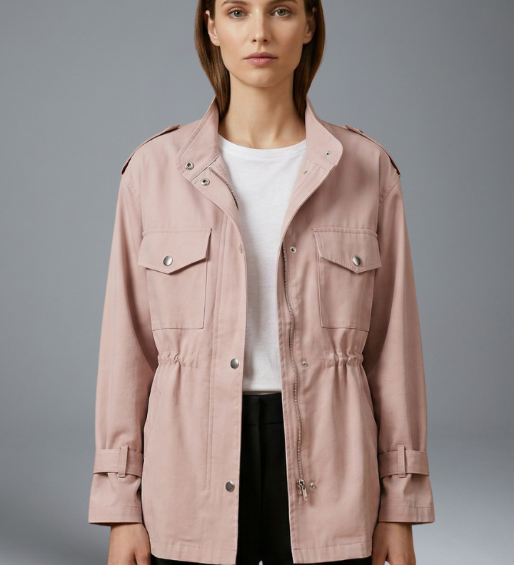 Damen Utility-Jacke mit Doppelreißverschluss und Gürtel