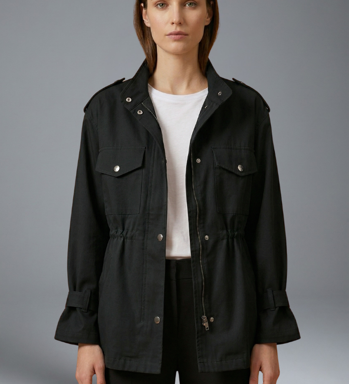 Damen Utility-Jacke mit Doppelreißverschluss und Gürtel