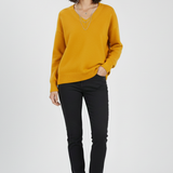 Damen V-Ausschnitt Pullover mit langen Ärmeln und Pulli-Design