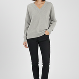 Damen V-Ausschnitt Pullover mit langen Ärmeln und Pulli-Design