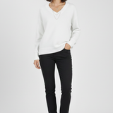 Damen V-Ausschnitt Pullover mit langen Ärmeln und Pulli-Design