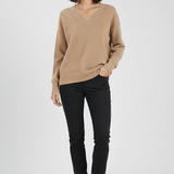 Damen V-Ausschnitt Pullover mit langen Ärmeln und Pulli-Design