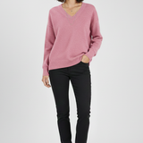 Damen V-Ausschnitt Pullover mit langen Ärmeln und Pulli-Design