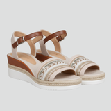 Damen Wedge Sandalen mit verstellbaren Riemen und offener Zehenpartie
