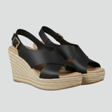 Damen Wedge Sandalen mit Überkreuzriemen und Slingback-Schnalle