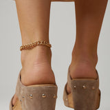 Damen Wedge Sandalen mit Nietenriemen und gepolsterter Innensohle