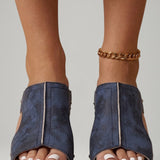 Damen Wedge Sandalen mit Nietenriemen und gepolsterter Innensohle