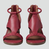 Damen Wedge Sandalen mit T-Riemen und gepolstertem Fußbett
