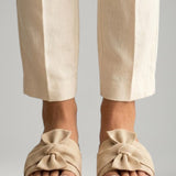 Damen Wedge Sandalen mit Geflochtenem Absatz und Schleifen-Detail