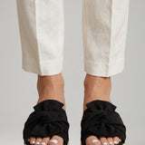 Damen Wedge Sandalen mit Geflochtenem Absatz und Schleifen-Detail