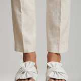 Damen Wedge Sandalen mit Geflochtenem Absatz und Schleifen-Detail
