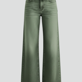 Damen Jeans mit weitem Bein und hoher Taille mit Frontverschluss