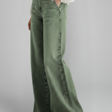 Damen Jeans mit weitem Bein und hoher Taille mit Frontverschluss