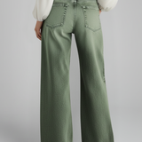 Damen Jeans mit weitem Bein und hoher Taille mit Frontverschluss