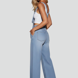 Damen-Overall mit weitem Bein, Trägern und Fronttasche