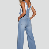 Damen-Overall mit weitem Bein, Trägern und Fronttasche