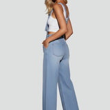 Damen-Overall mit weitem Bein, Trägern und Fronttasche